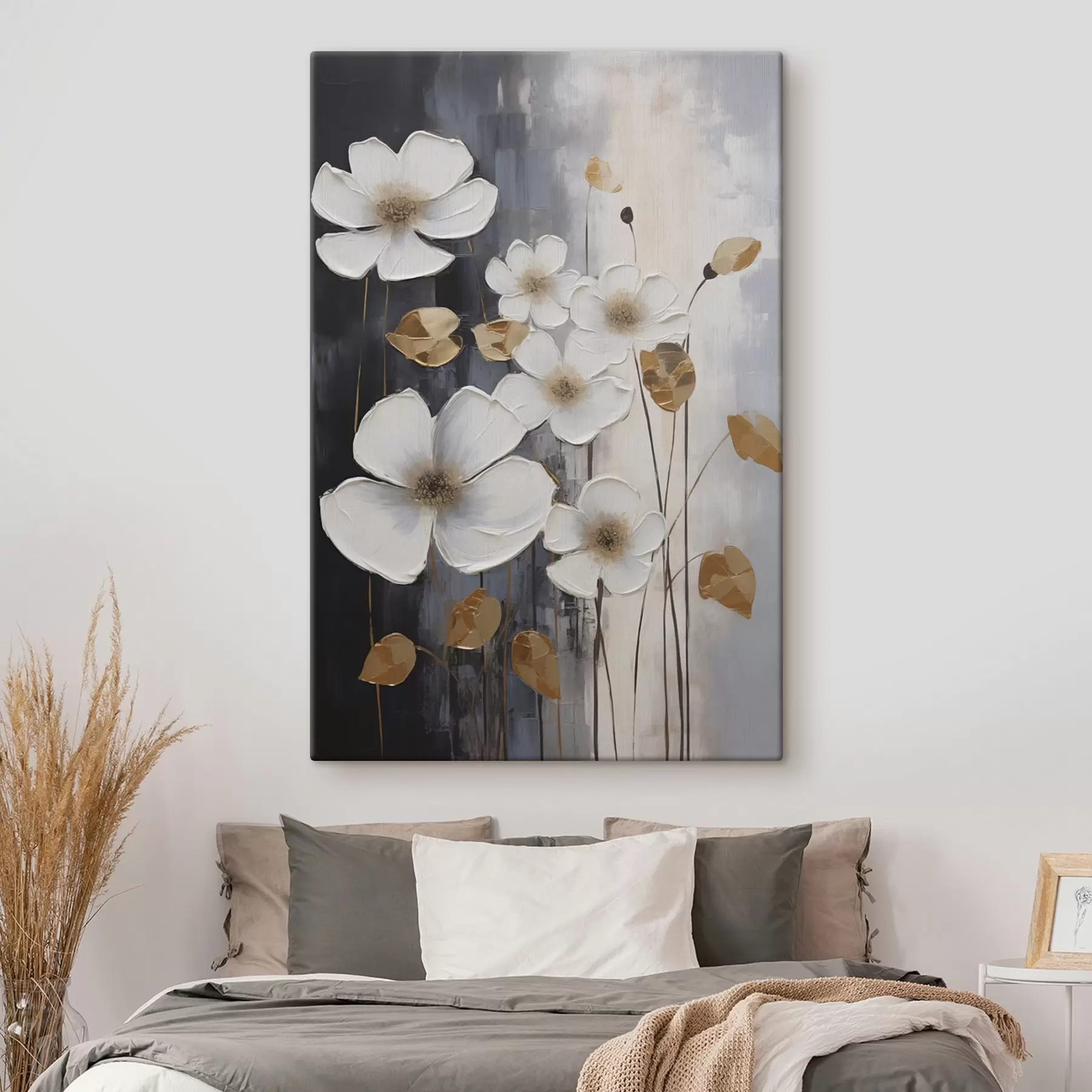 murales Abstracción con flores: imitación de una pintura s49078