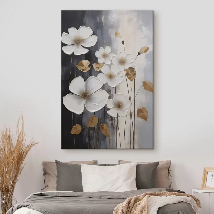 wall murals Abstraction with flowers imitation of painting s49078
