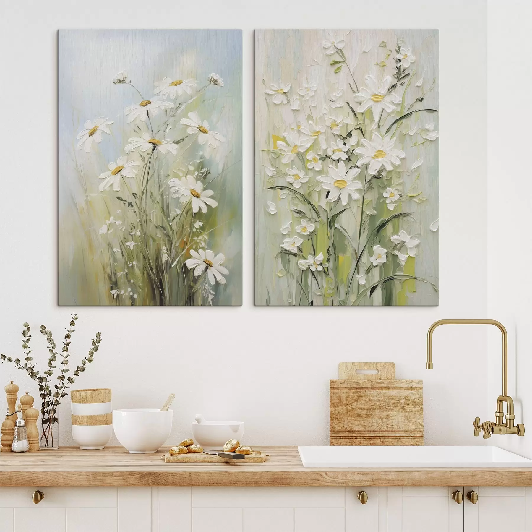 wall murals Delicate daisies imitation of painting m30447