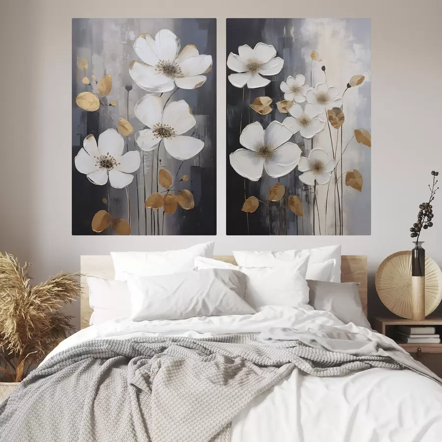 wall murals Abstraction with flowers imitation of painting m30452