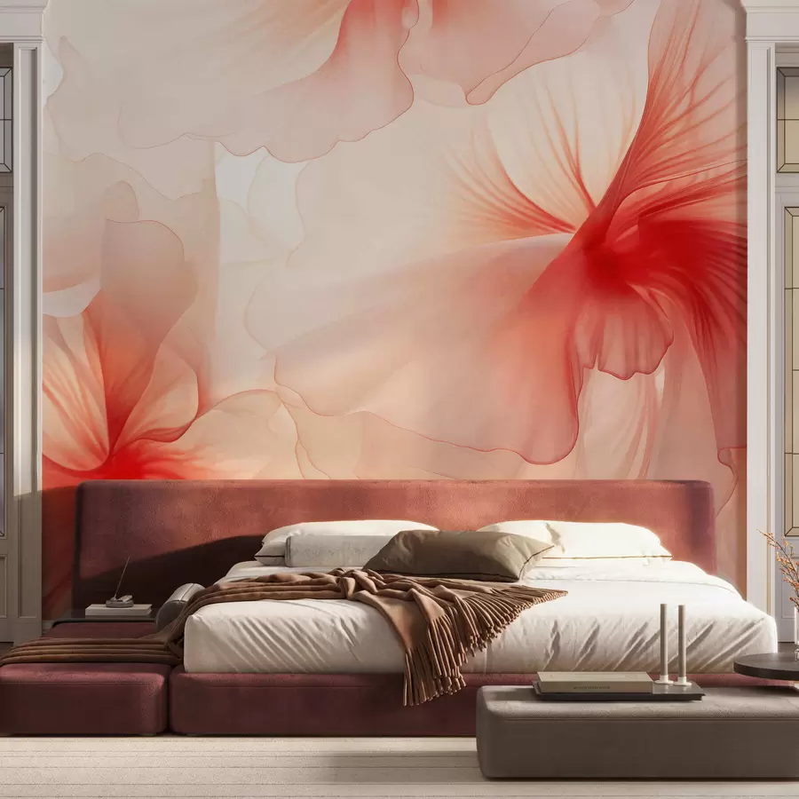 Wall Mural Photo Wallpaper Soft blush flowers with airy translucent petals in watercolor style, elegant floral composition w05360
