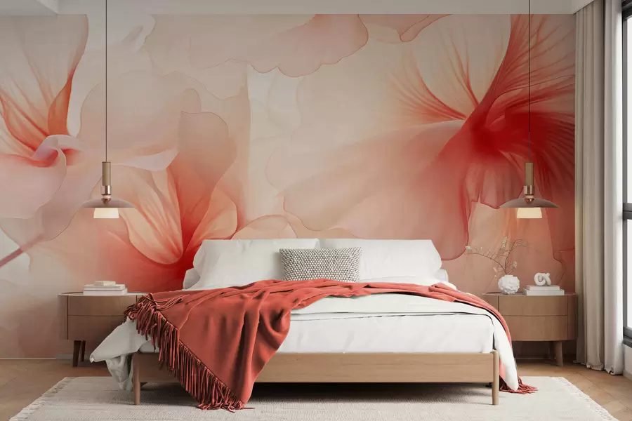 peintures murales Des fleurs aux teintes douces, aux pétales légers et translucides, dans un style aquarelle, une composition florale élégante w05360