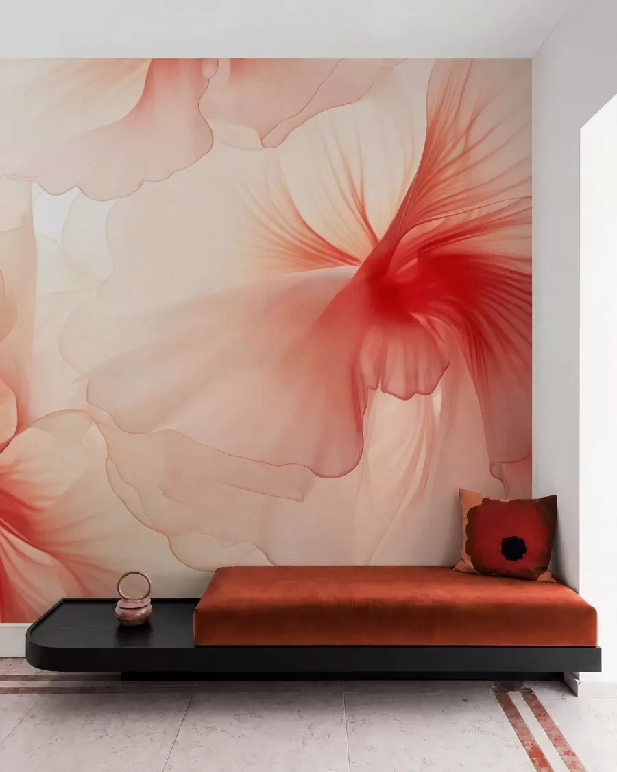 peintures murales Des fleurs aux teintes douces, aux pétales légers et translucides, dans un style aquarelle, une composition florale élégante w05360