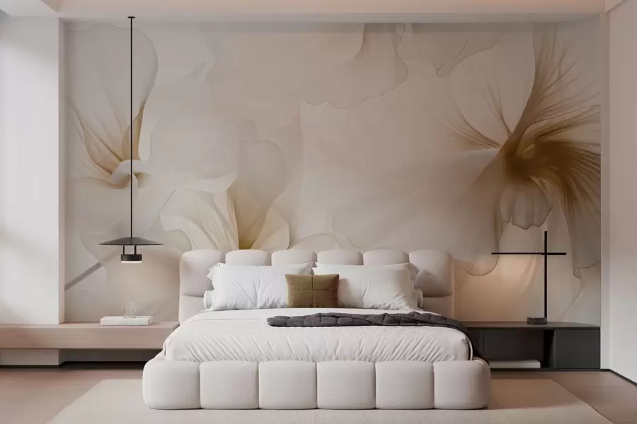 Wall Mural Photo Wallpaper Soft blush flowers with airy translucent petals in watercolor style, elegant floral composition w05360v1