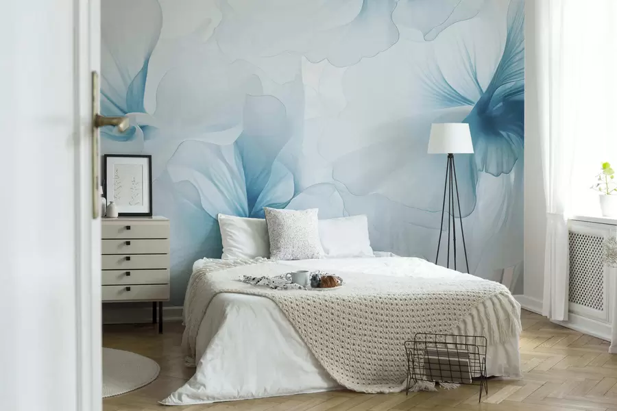 Wall Mural Photo Wallpaper Soft blush flowers with airy translucent petals in watercolor style, elegant floral composition w05360v2