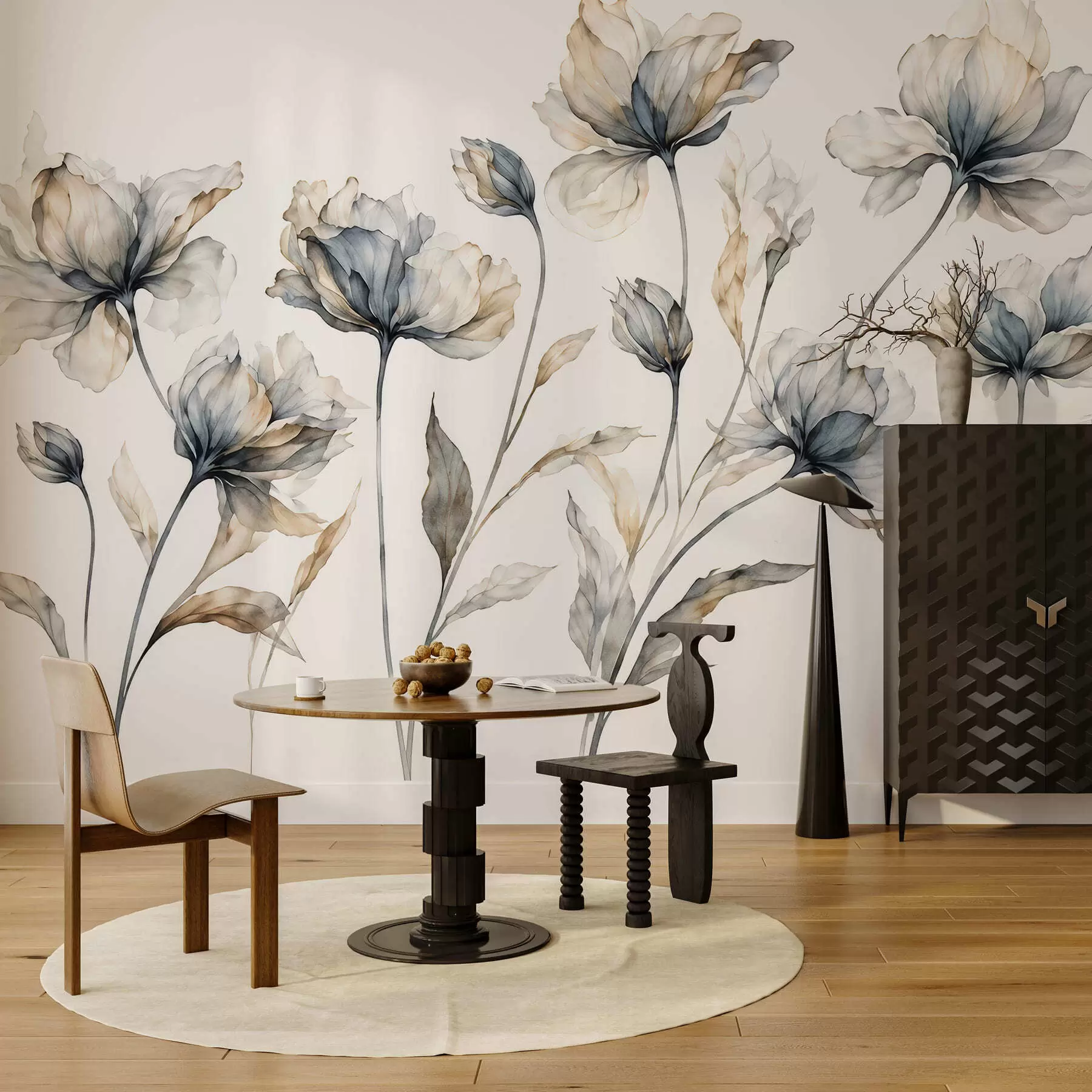 Wall Mural Photo Wallpaper Elegant airy flowers with translucent layered petals on long delicate stems w05579