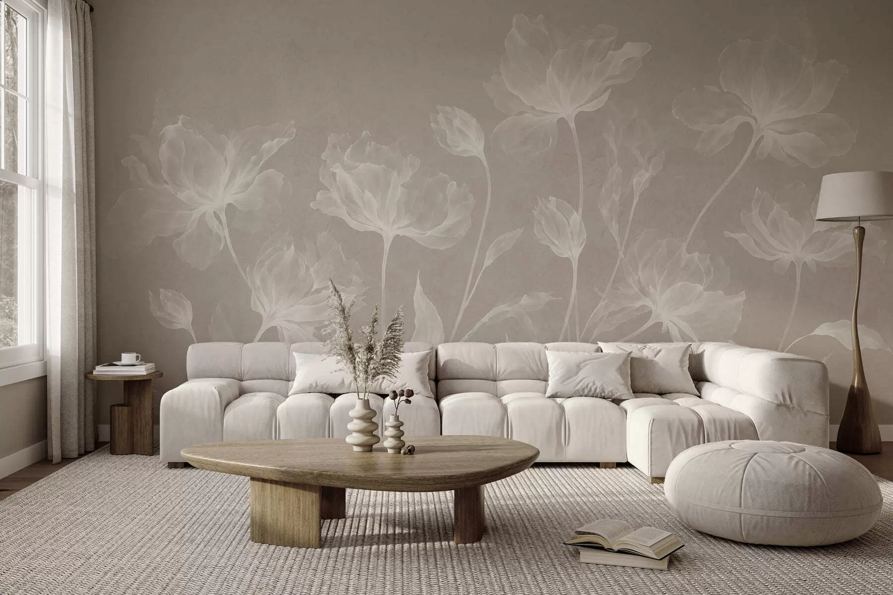 Wall Mural Photo Wallpaper Elegant airy flowers with translucent layered petals on long delicate stems w05579v1