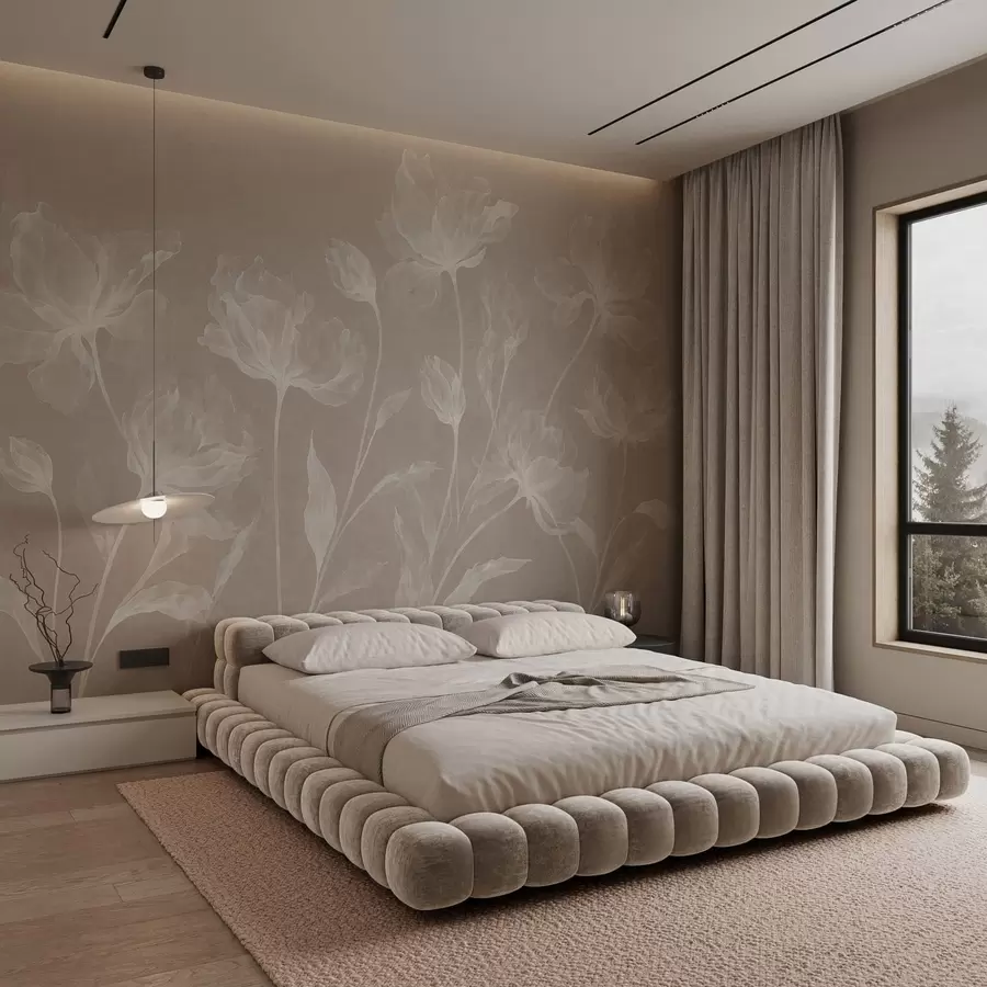 Wall Mural Photo Wallpaper Elegant airy flowers with translucent layered petals on long delicate stems w05579v1