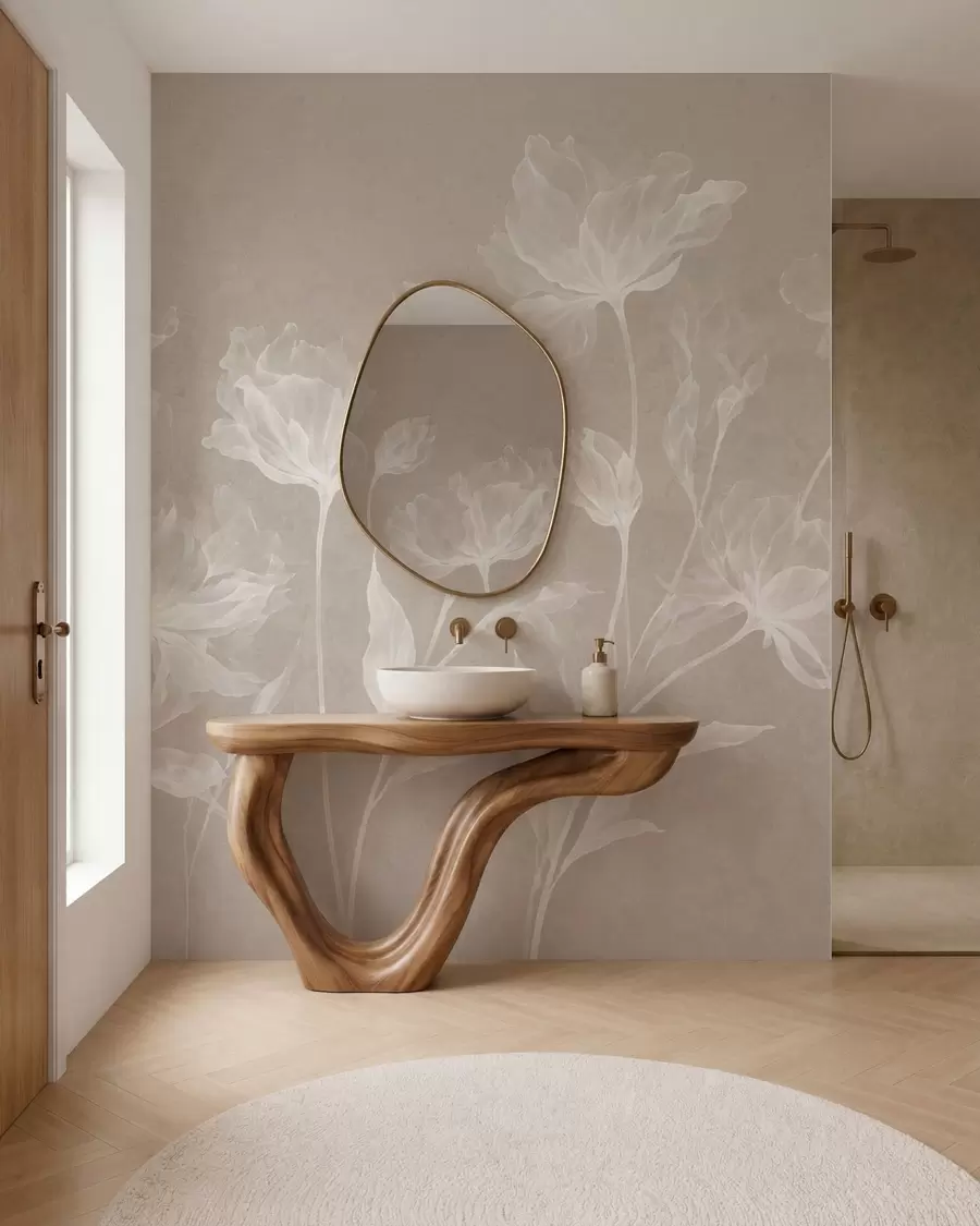wall murals Elegant airy flowers with translucent layered petals on long delicate stems w05579v1