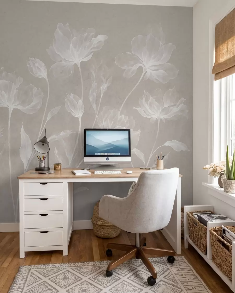 wall murals Elegant airy flowers with translucent layered petals on long delicate stems w05579v1
