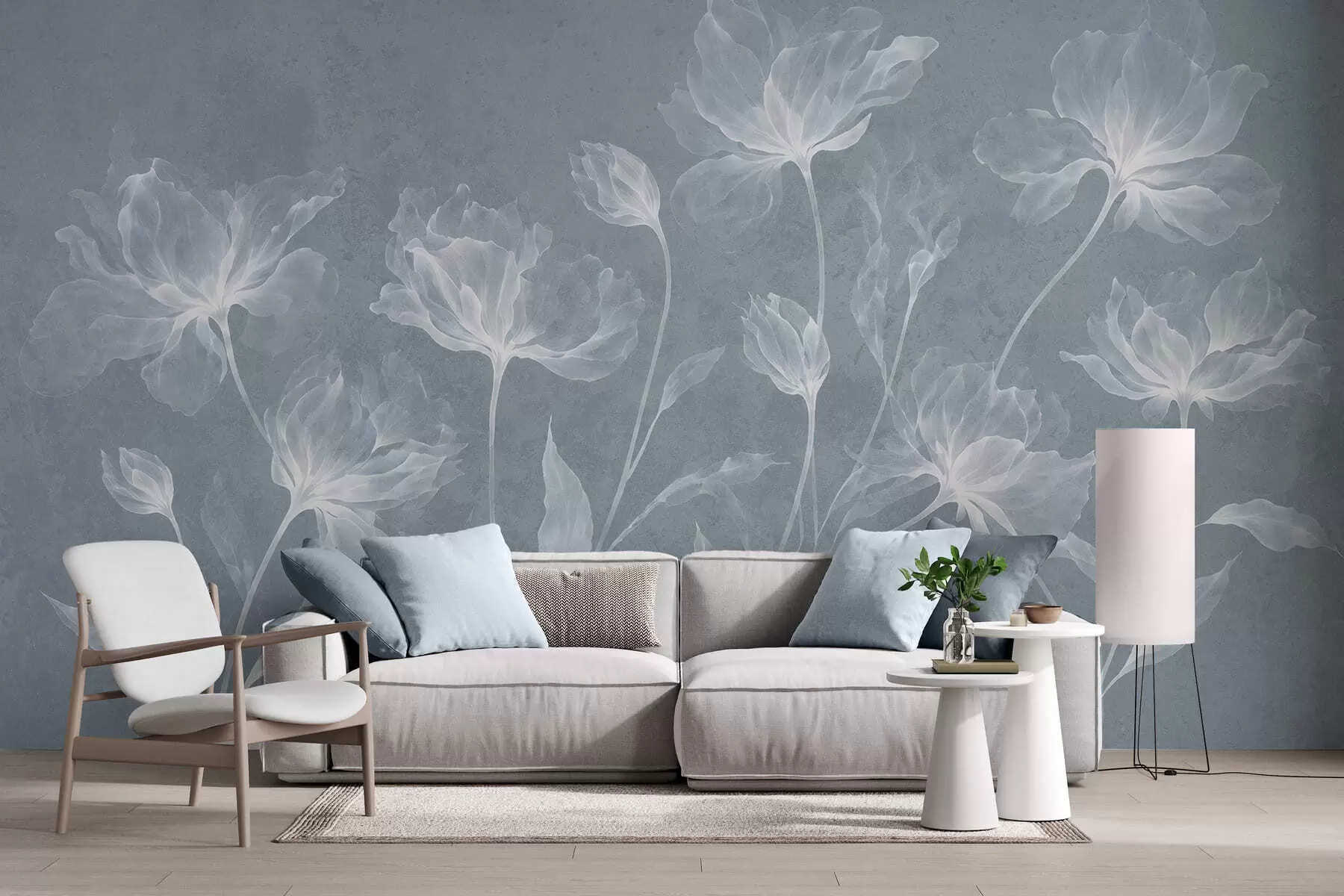 Wall Mural Photo Wallpaper Elegant airy flowers with translucent layered petals on long delicate stems w05579v2