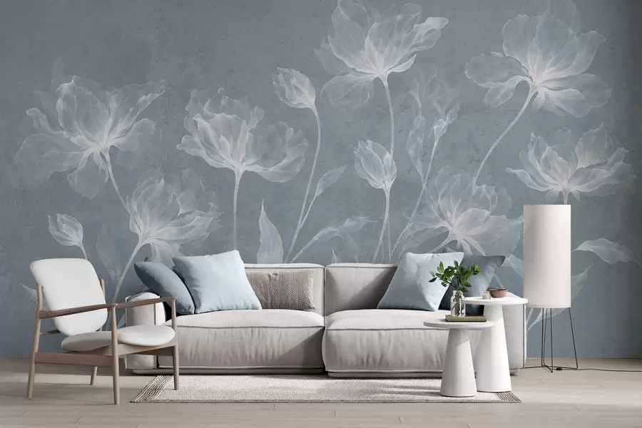 Wall Mural Photo Wallpaper Elegant airy flowers with translucent layered petals on long delicate stems w05579v2