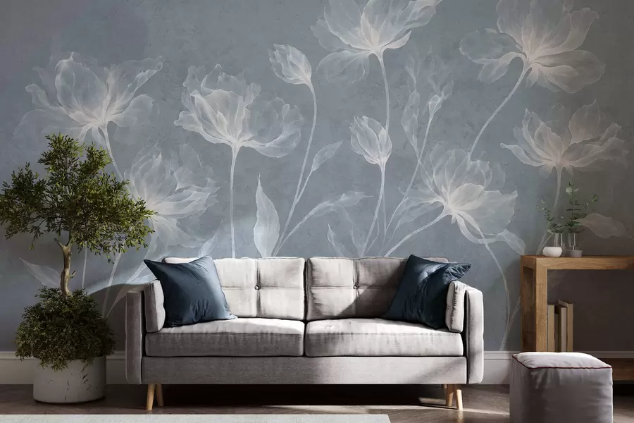 Wall Mural Photo Wallpaper Elegant airy flowers with translucent layered petals on long delicate stems w05579v2