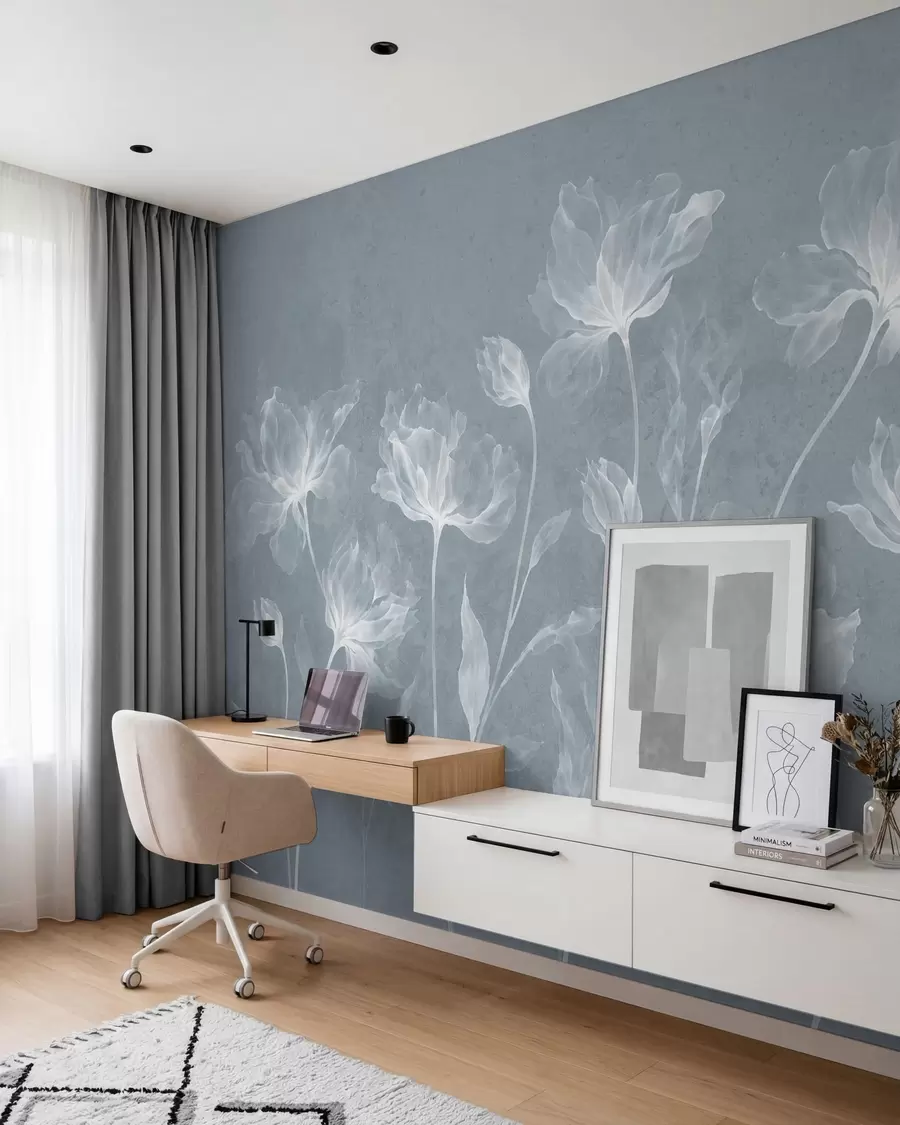 wall murals Elegant airy flowers with translucent layered petals on long delicate stems w05579v2