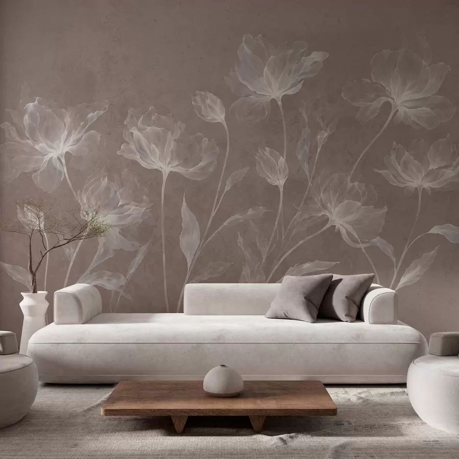 Wall Mural Photo Wallpaper Elegant airy flowers with translucent layered petals on long delicate stems w05579v3