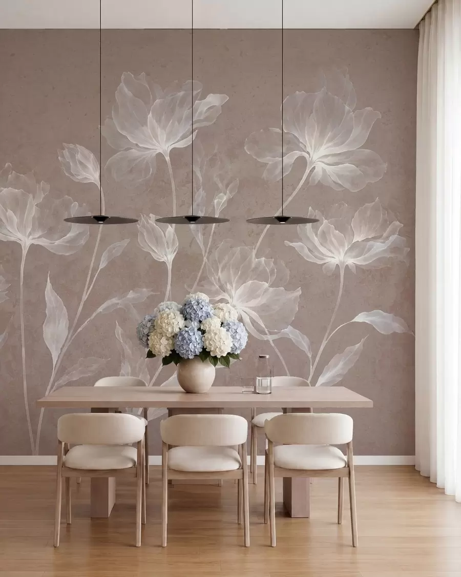wall murals Elegant airy flowers with translucent layered petals on long delicate stems w05579v3