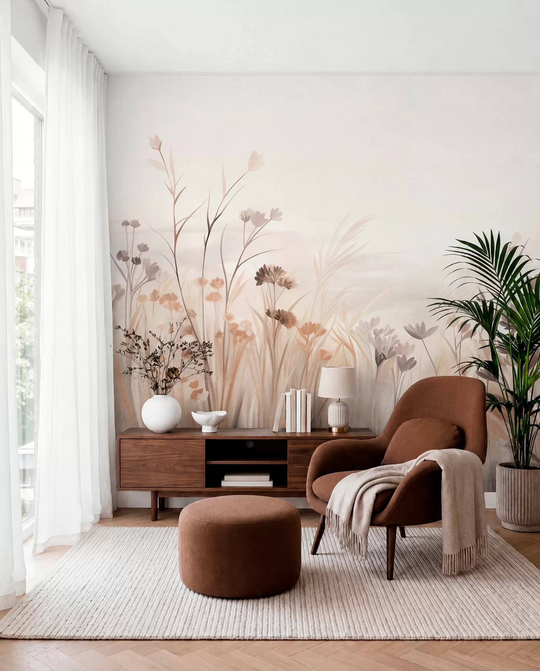 Wall Mural Photo Wallpaper Sepia Meadow w09872