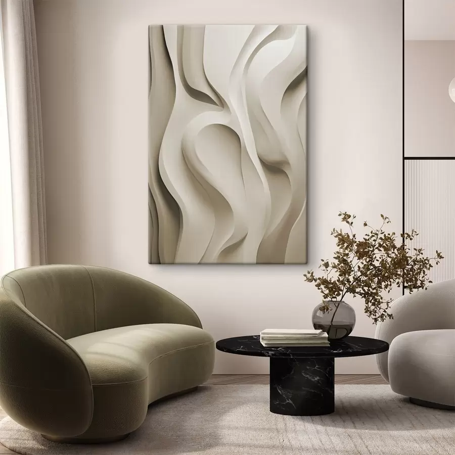 murales Formas onduladas abstractas en tonos beige con curvas suaves; arte moderno y minimalista s49149