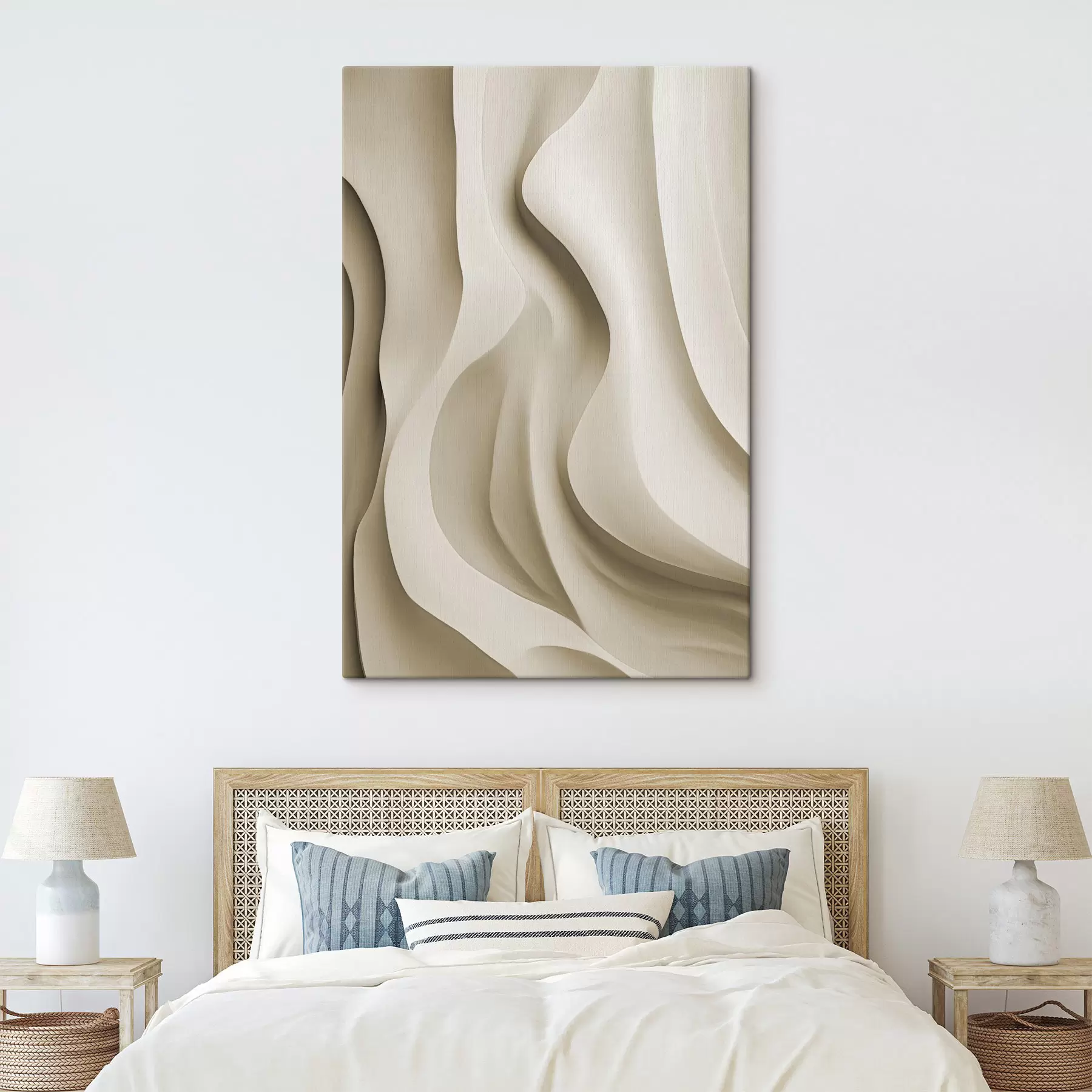 wall murals Abstract beige wavy forms with smooth curves, modern minimalistic art s49150