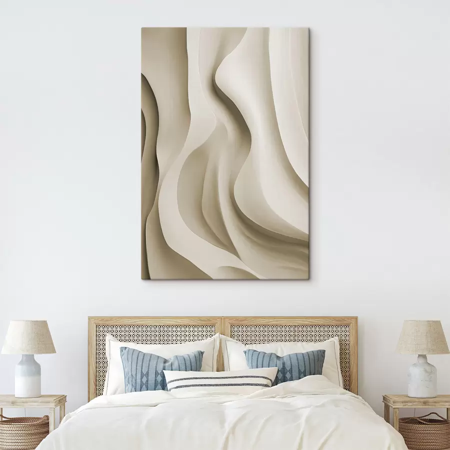 murales Formas onduladas abstractas en tonos beige con curvas suaves; arte moderno y minimalista s49150