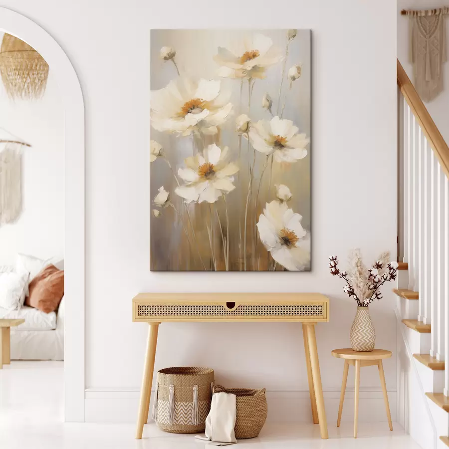 wall murals White poppies painted in a soft, impressionistic style with muted background s49160