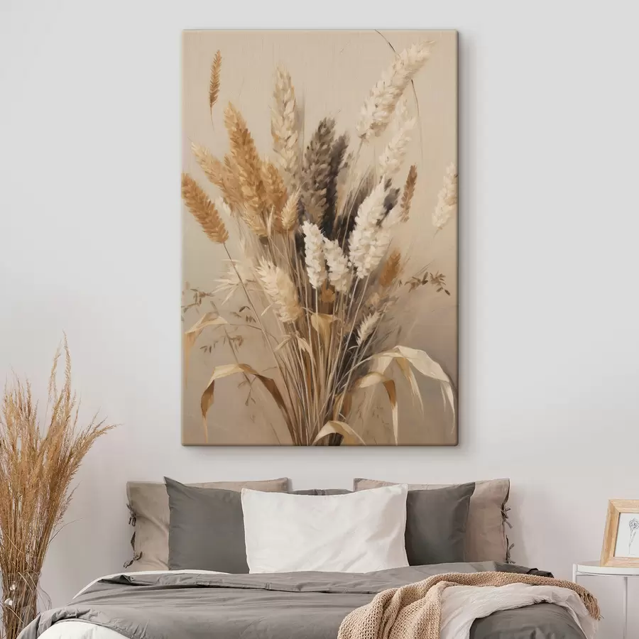 murales Trigo seco y hierba de la pampa en diversos tonos de beige y marrón s49163