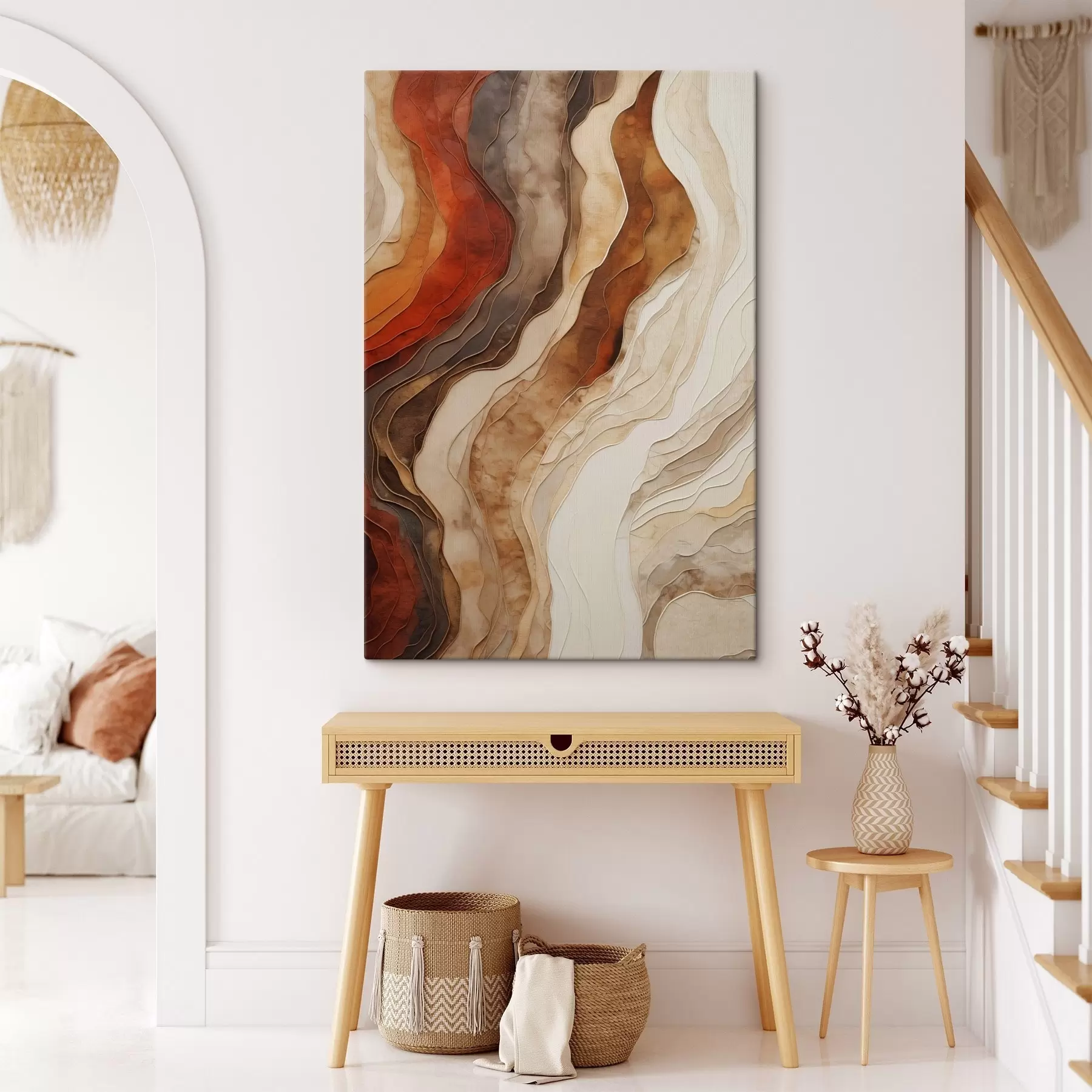 wall murals Abstract wavy textures of earth tones, including terracotta, beige and brown s49165