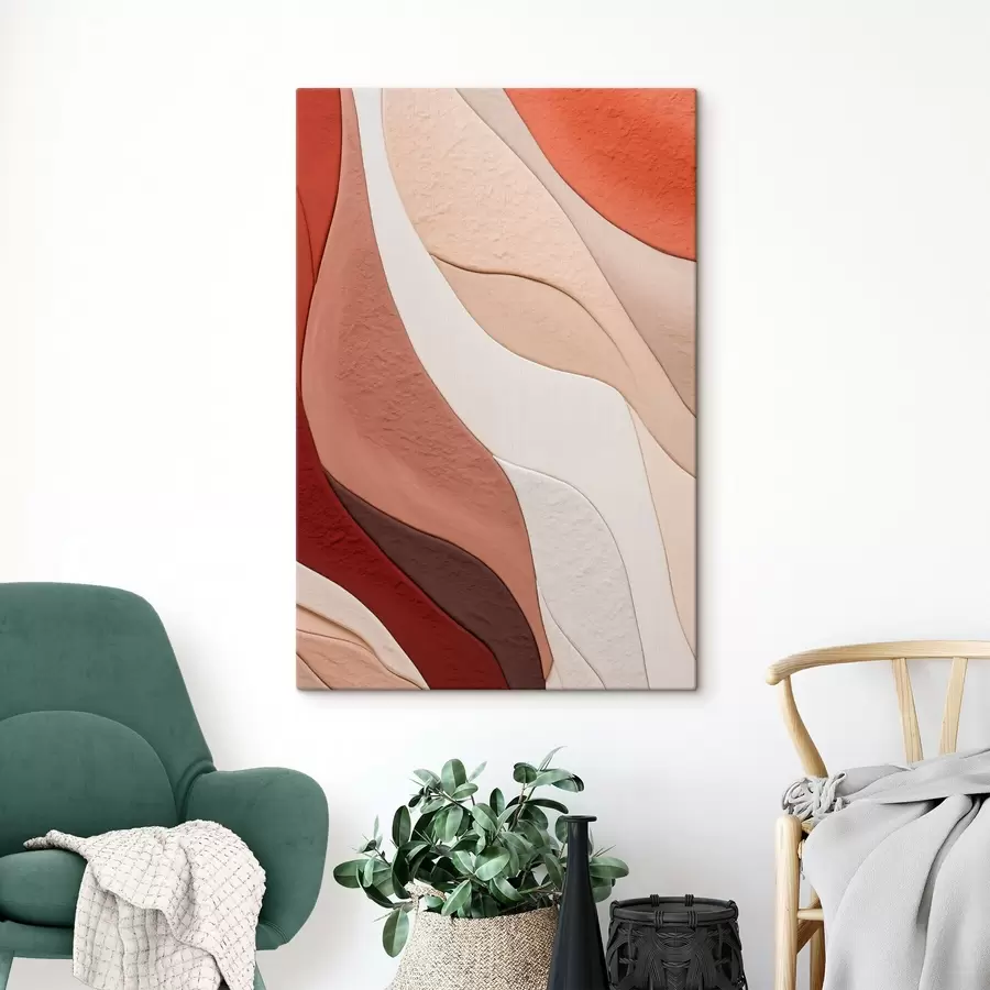 murales Capas abstractas y onduladas de texturas en tonos terracota, beige y crema s49169