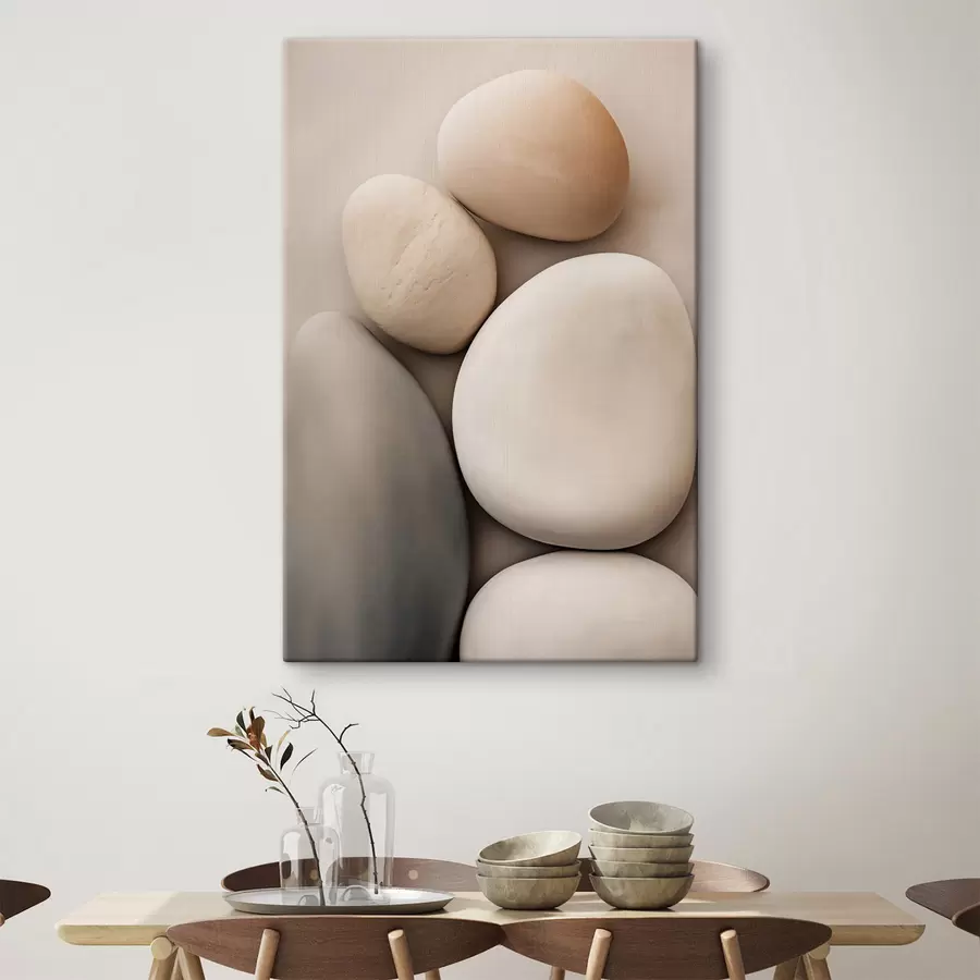 wall murals Smooth, rounded stones in various neutral colors, minimalism s49171