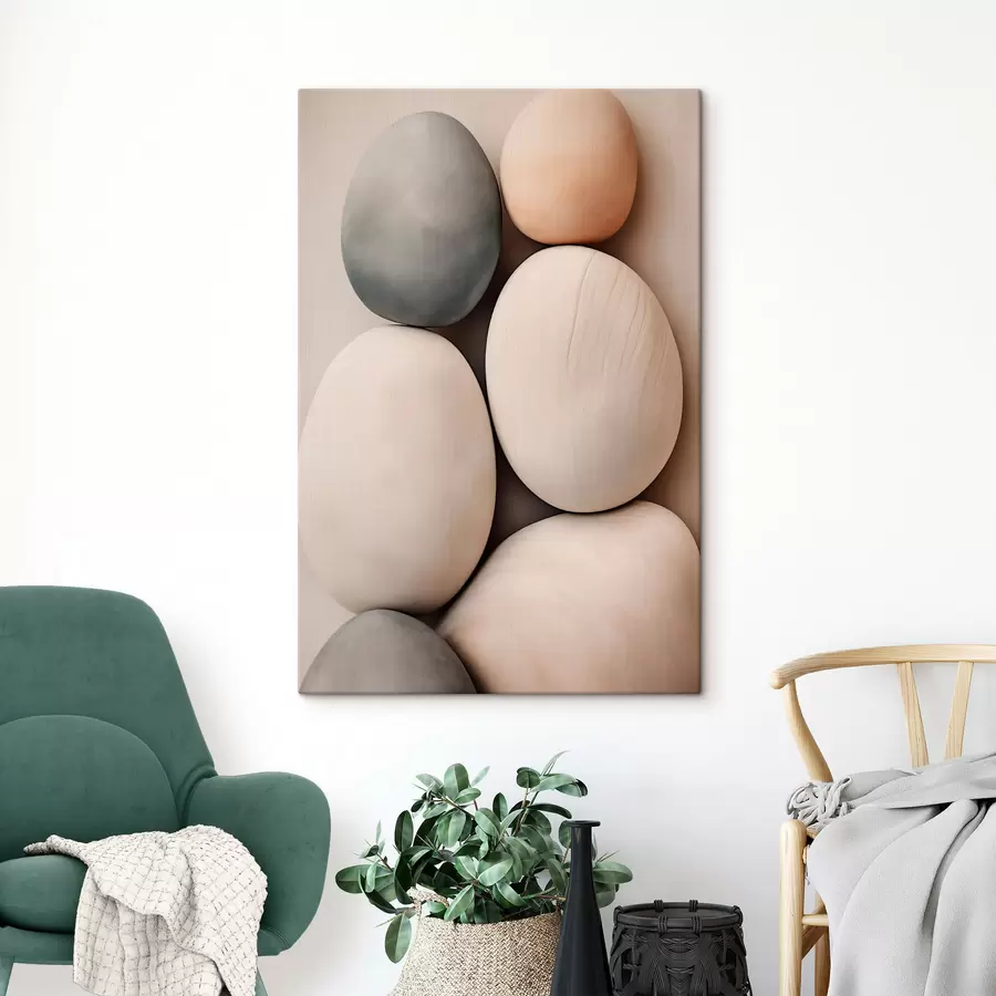 murales Piedras lisas y redondeadas en diversos tonos neutros, minimalismo s49172