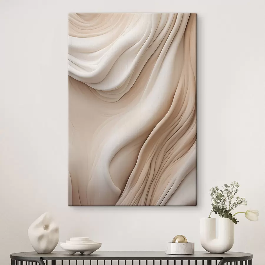 murales Texturas fluidas y abstractas en tonos crema y beige con sombras suaves s49175