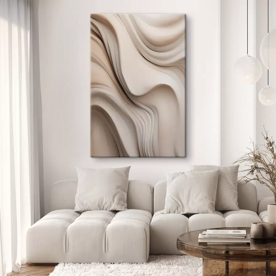 murales Texturas fluidas y abstractas en tonos crema y beige con sombras suaves s49176