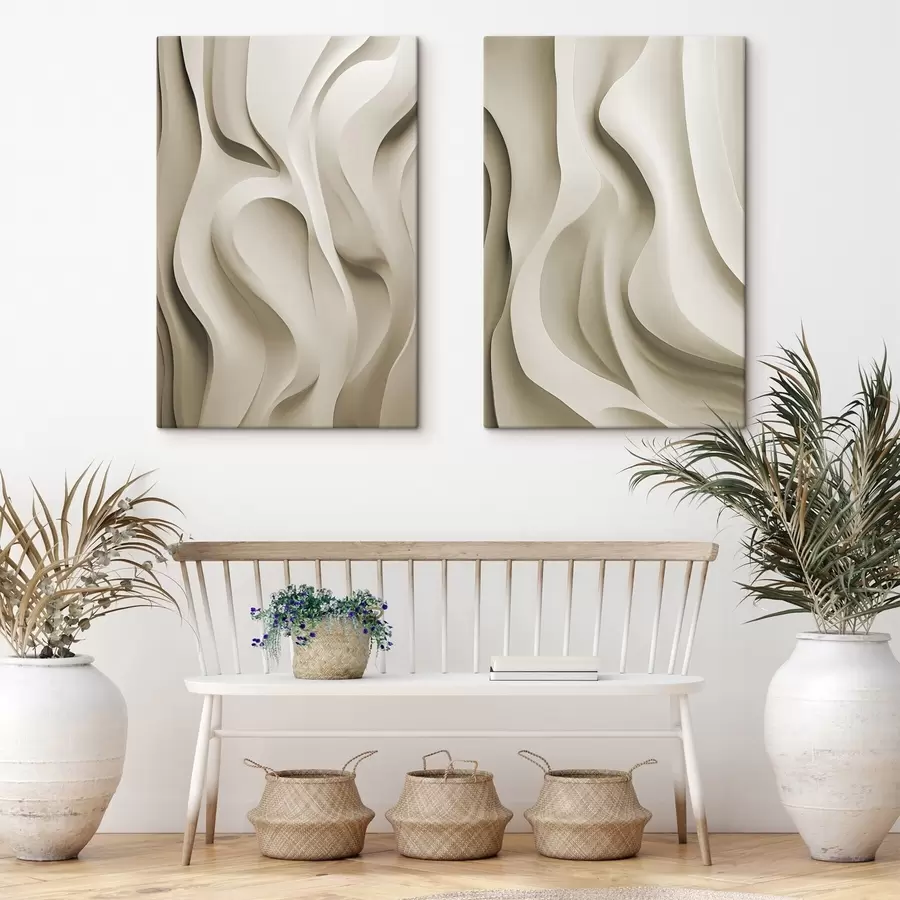 wall murals Abstract beige wavy forms with smooth curves, modern minimalistic art m30471