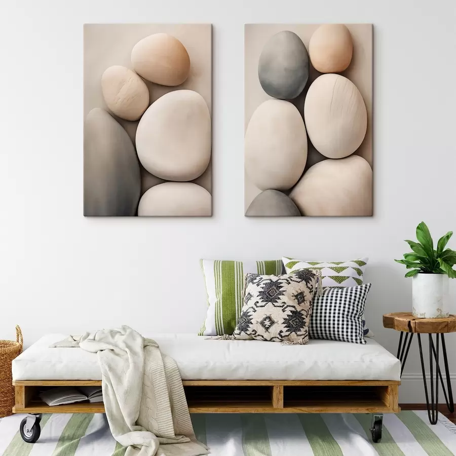 Wall Mural Photo Wallpaper Smooth, rounded stones in various neutral colors, minimalism m30482