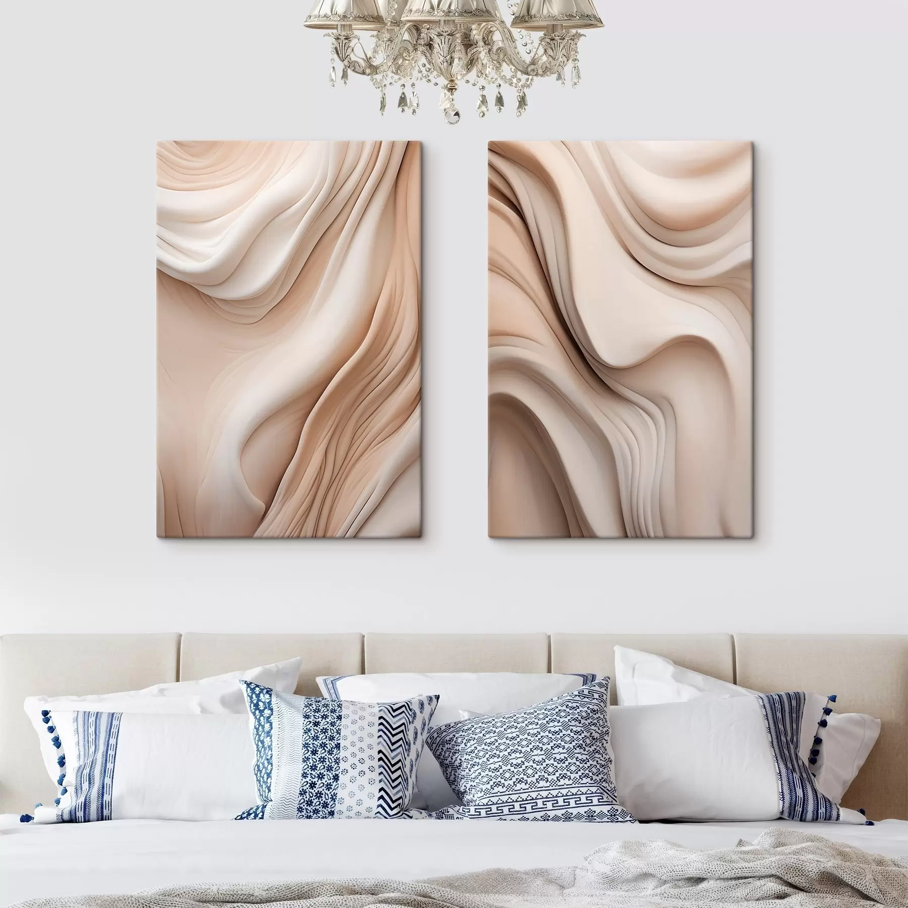 wall murals Abstract flowing textures in shades of cream and beige with soft shadows m30484