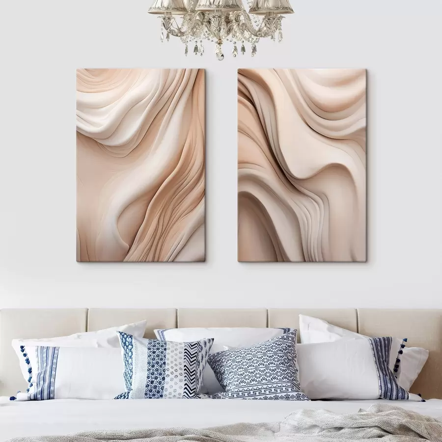 Wall Mural Photo Wallpaper Abstract flowing textures in shades of cream and beige with soft shadows m30484
