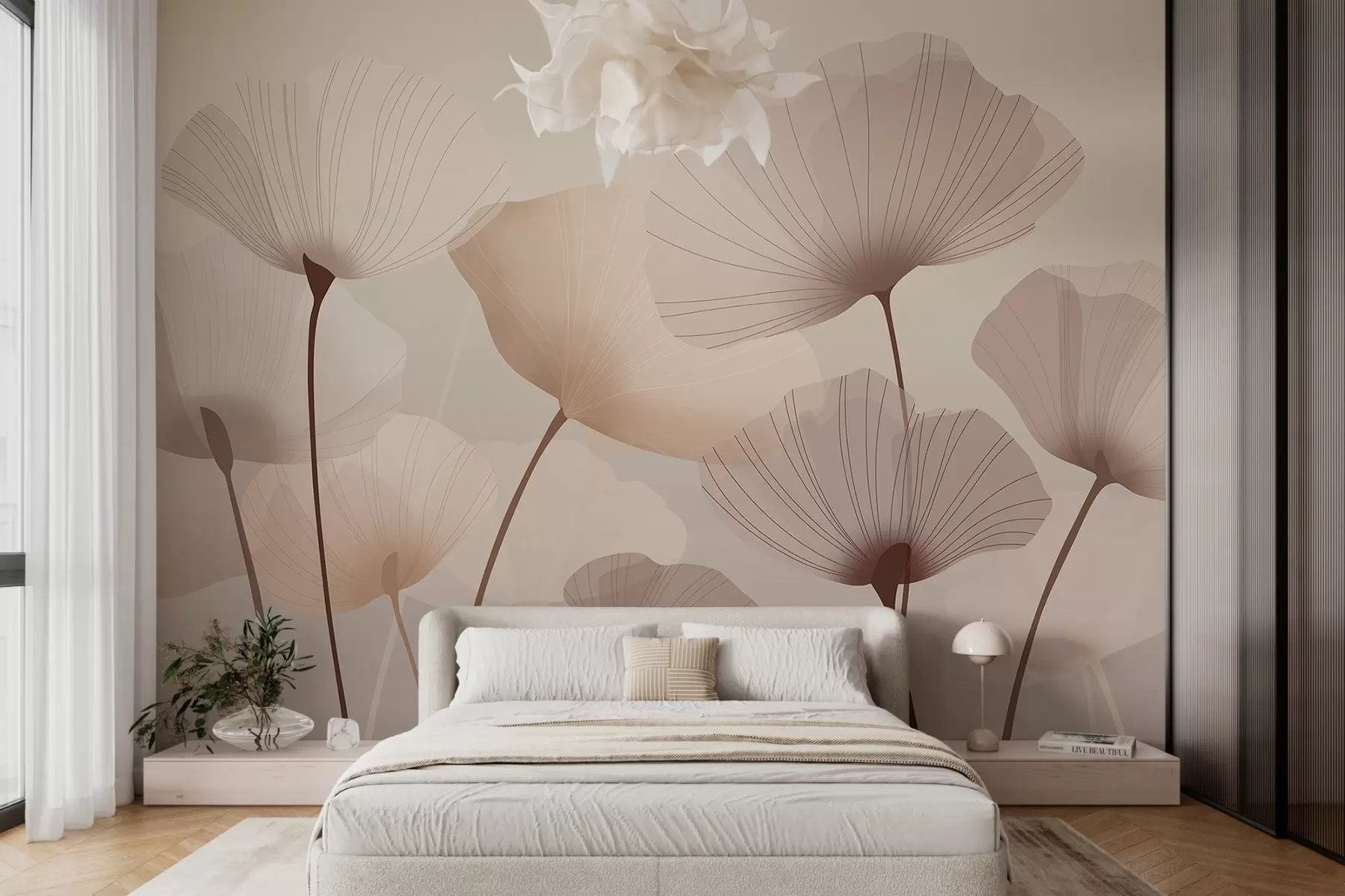 Wall Mural Photo Wallpaper Elegant petals on tall stems in pastel shades w05212