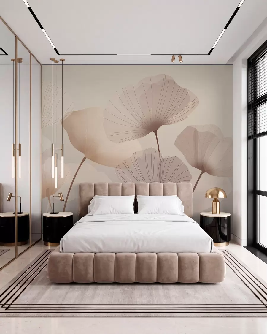 wall murals Elegant petals on tall stems in pastel shades w05212
