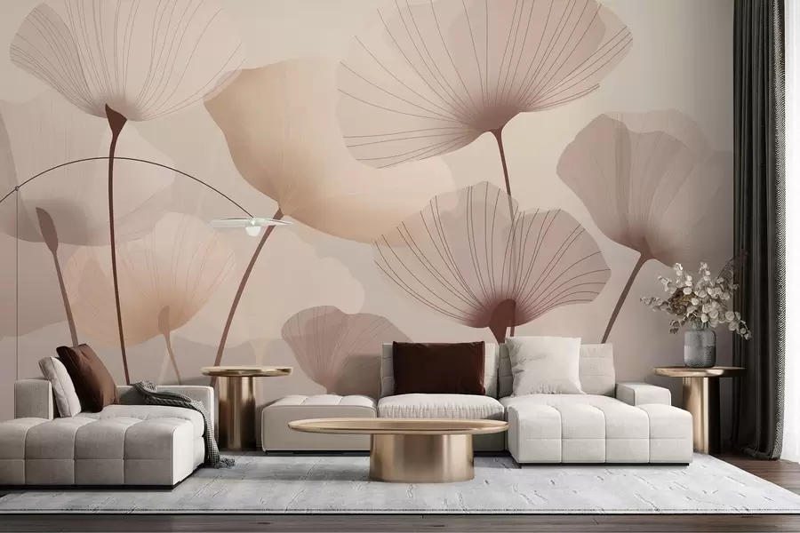 Wall Mural Photo Wallpaper Elegant petals on tall stems in pastel shades w05212