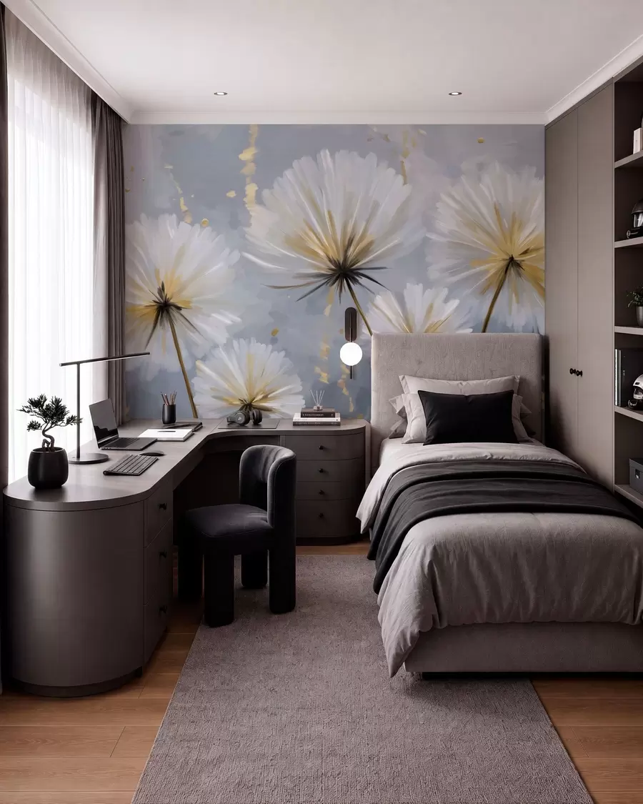peintures murales des pissenlits luxuriants dans un style pittoresque w05570