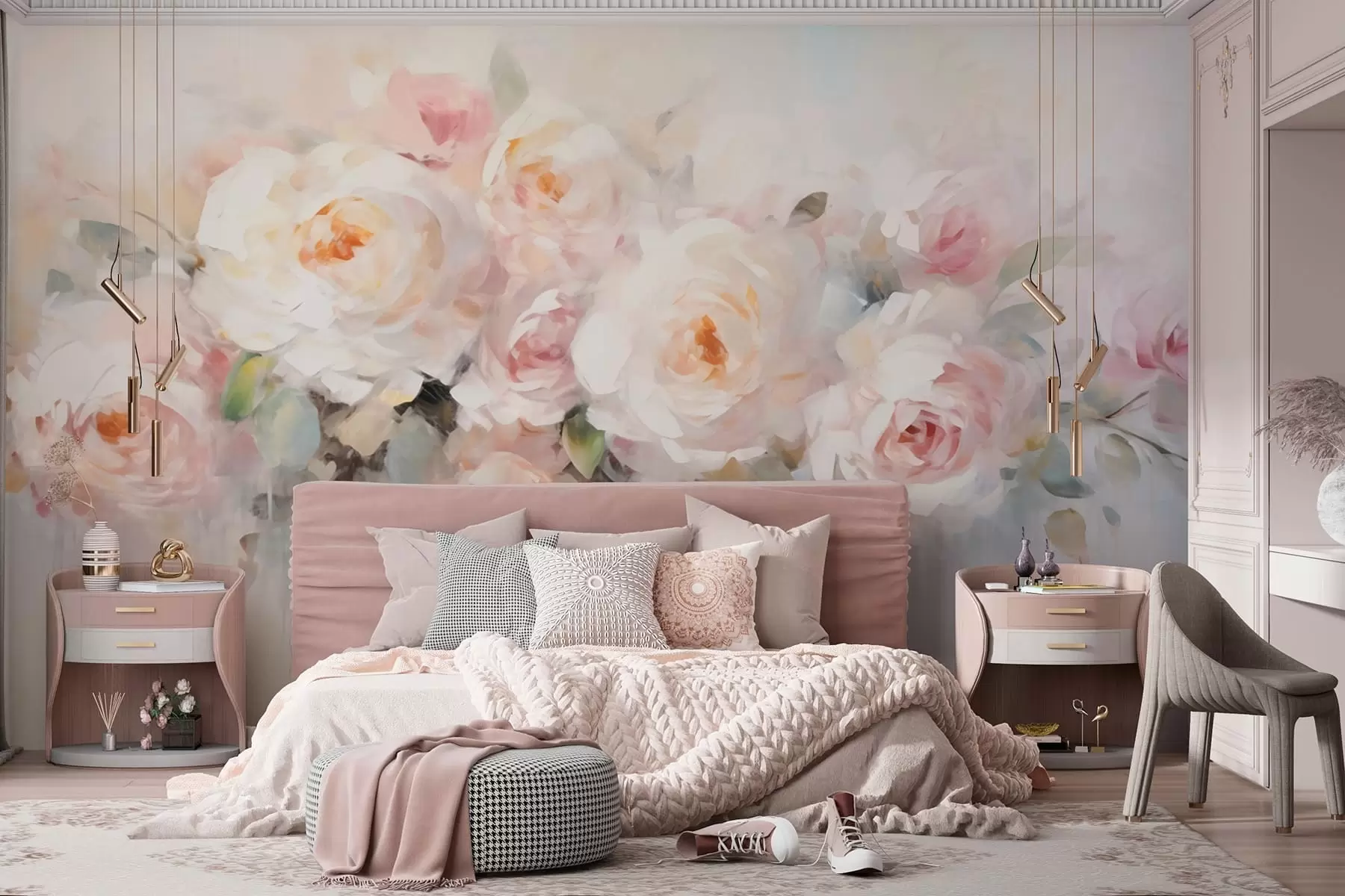 peintures murales Fleurs classiques, roses w05614