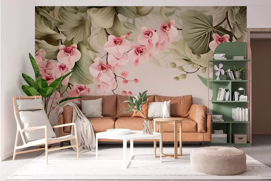 Wall Mural Photo Wallpaper Orchids, hanging flowers w05619