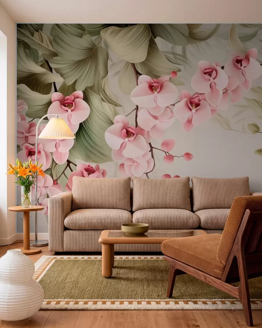 Wall Mural Photo Wallpaper Orchids, hanging flowers w05619