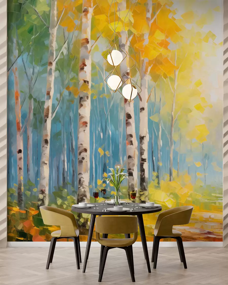 peintures murales Arbres, bouleaux w05620