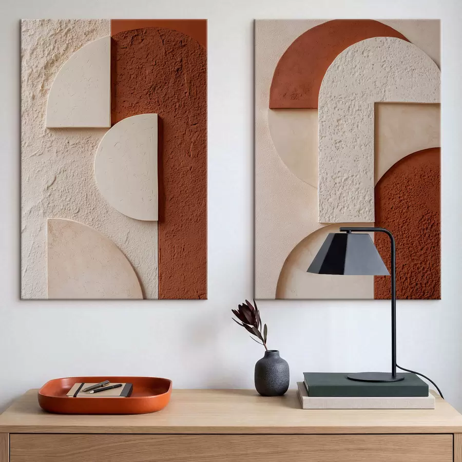 wall murals Geometric forms with textured relief m30487