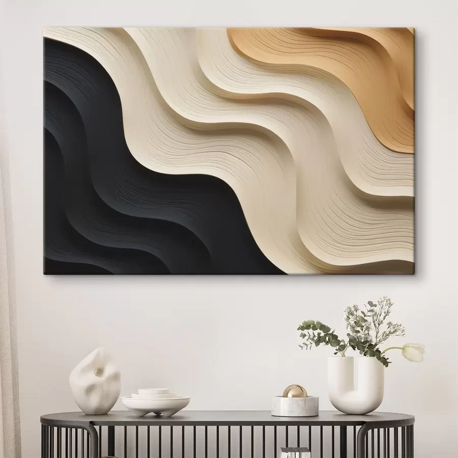 wall murals Abstract flowing layers in dark and beige tones s49179