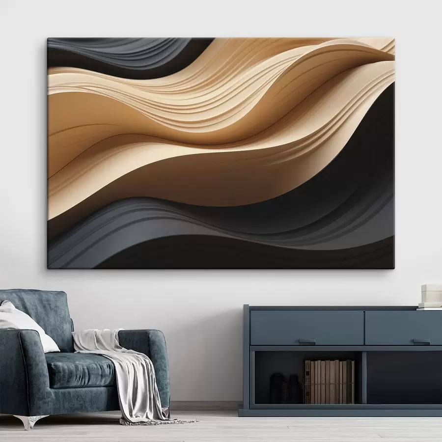 wall murals Flowing abstract lines in black and warm shades s49180