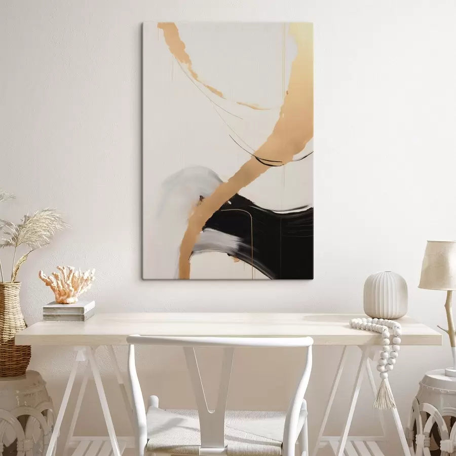 wall murals Abstract strokes in beige and black tones s49189