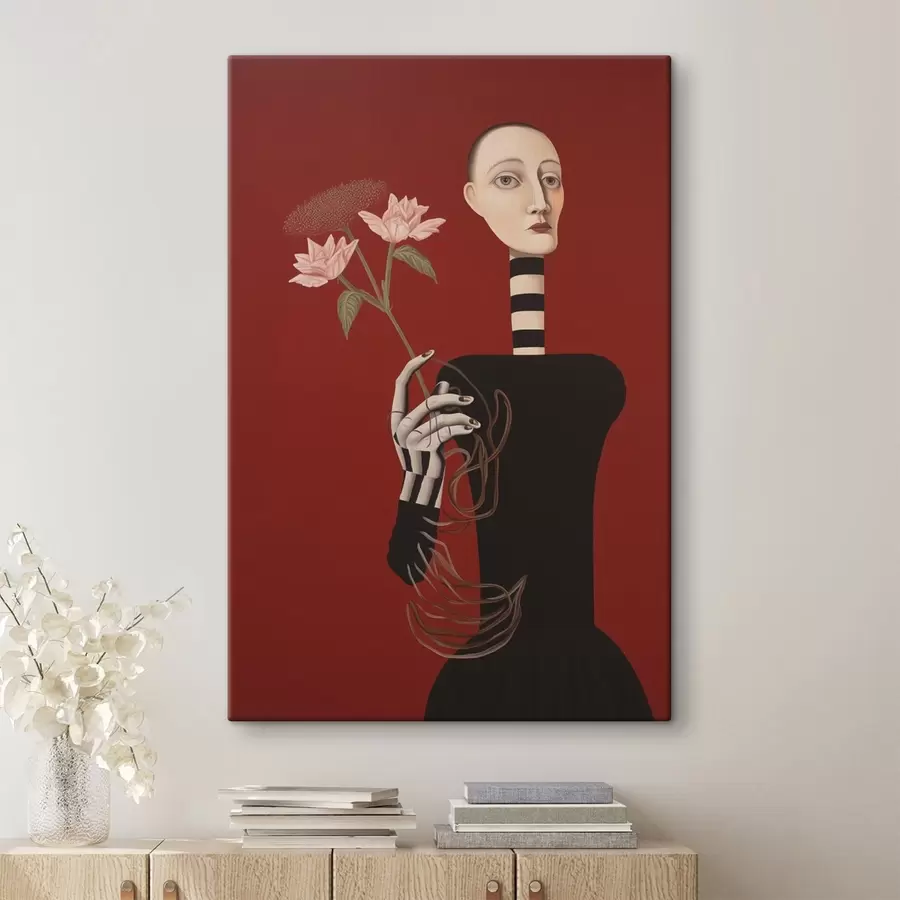 wall murals Stylized female portrait with flowers s49190