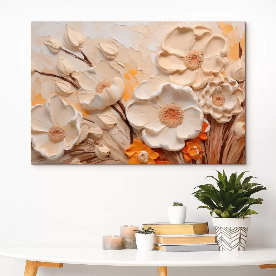 wall murals Textured pale flowers with layered strokes s49193